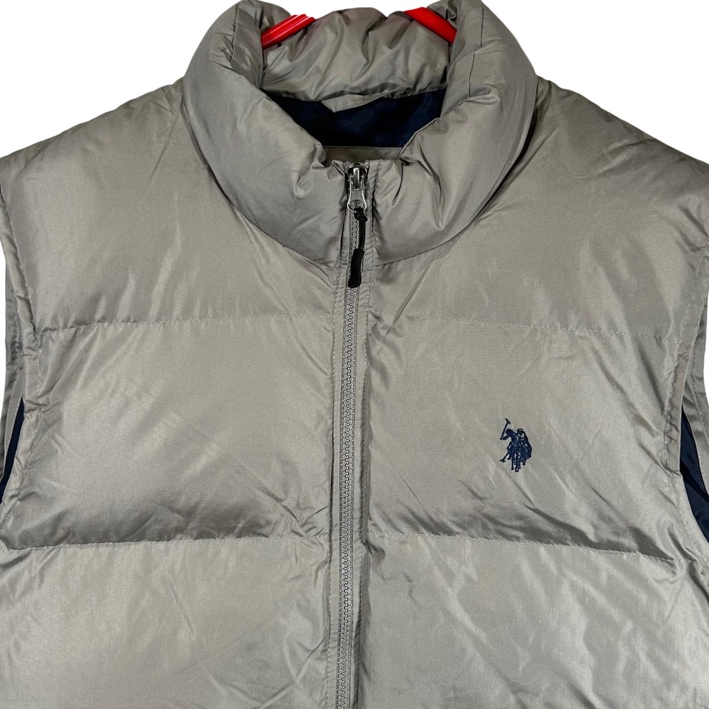US‎ Polo Assn Mens Puffer Vest Tan Khaki Full Zip Quilted Gilet Size  Medium